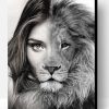 Black And White Half Lion Half Human Paint By Number