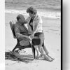 Black And White Old Couple By The Sea Paint By Number
