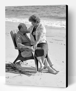 Black And White Old Couple By The Sea Paint By Number