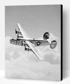 Black And White Bomber B 24 Liberator Paint By Number
