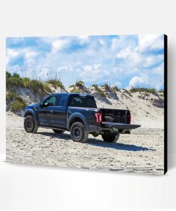 Black Ford Truck On The Beach Paint By Number