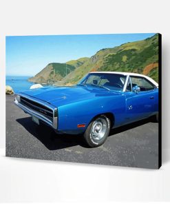Blue Dodge Charger 1970 Seascape Paint By Number