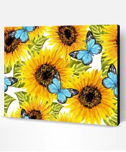 Butterflies With Sunflowers Paint By Number