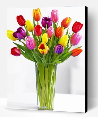 Colorful Tulip In Vase Paint By Number