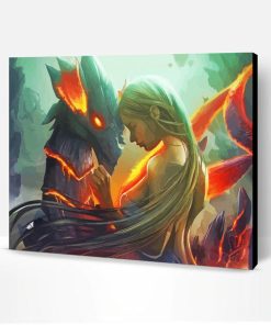 Fire Dragon And Woman Paint By Number