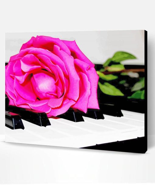 Piano With Pink Rose Paint By Number