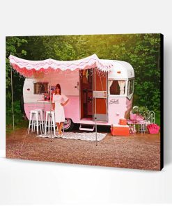 Pink Vintage Camper Paint By Number