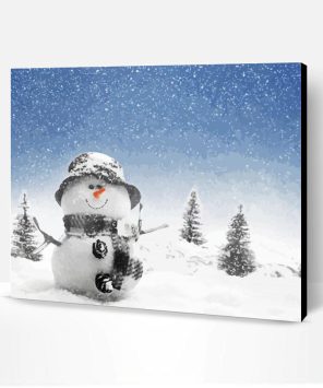 Aesthetic Winter Snowman Art Paint By Numbers