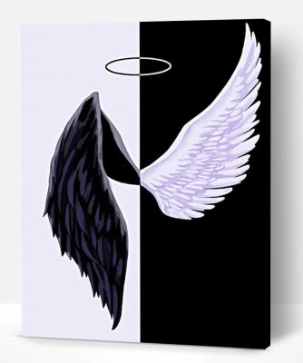 Black And White Angels Wings Paint By Numbers