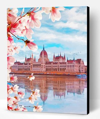 Budapest Parliament Building With Blossoms Paint By Numbers