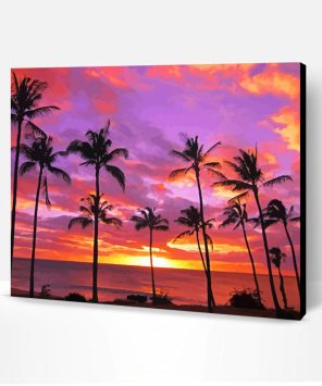 Molokai Palm Trees Silhouette Paint By Number