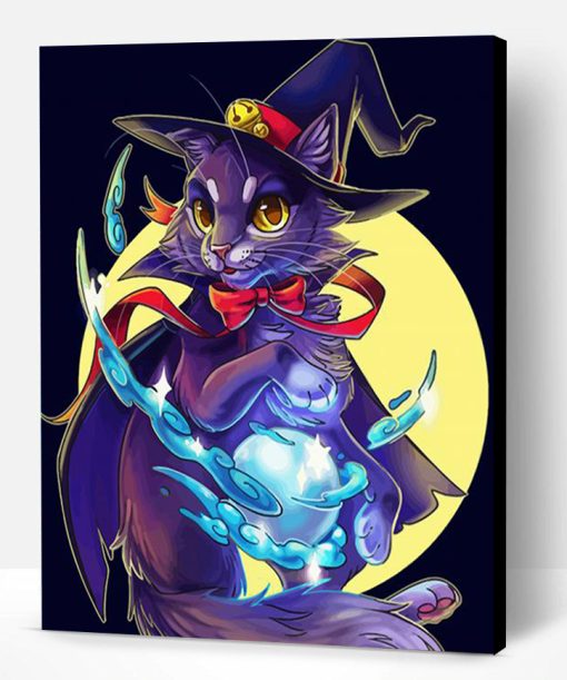 Adorable Cat Witch Paint By Numbers