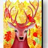 Autumn Deer With Cardinal Paint By Number