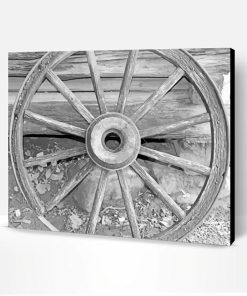 Black And White Old Wagon Wheel Paint By Numbers