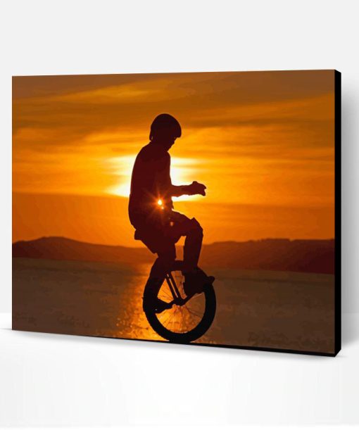 Boy On Unicycle Silhouette Paint By Numbers