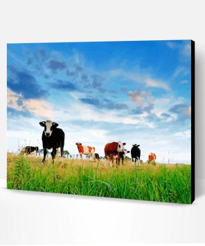 Cattle On Farm Landscape Paint By Numbers