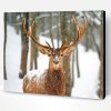 Horned Deer In Woods At Winter Paint By Number