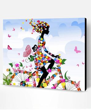 Flowering Woman Bike Paint By Numbers
