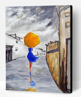 Girl With A Yellow Umbrella Paint By Numbers