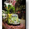 Green VW Beetle With Blossom Tree Paint By Numbers