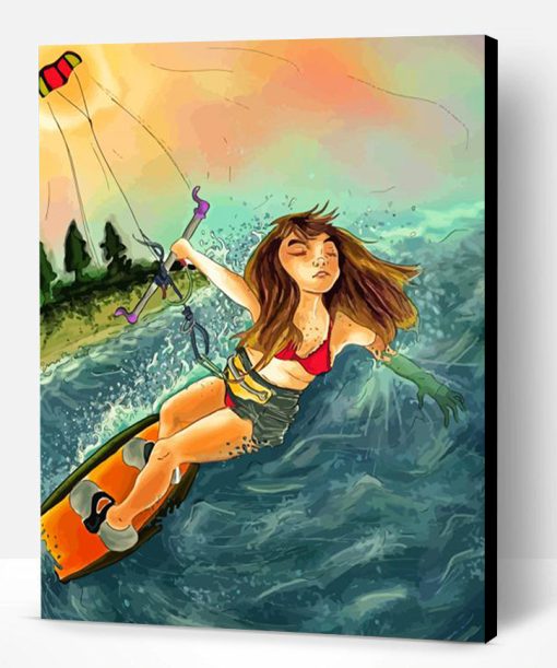 Kitesurfing Girl Art Paint By Numbers