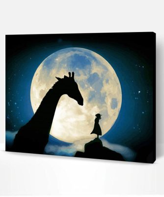 Moon Girl Silhouette With Giraffe Paint By Number