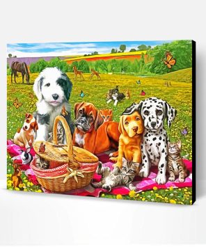 Picnic Dogs And Kittens Paint By Number