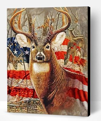 USA Deer Flag Paint By Number